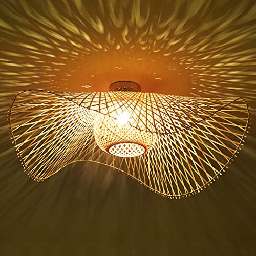 Lustres Rétro Lumière Naturelle De Bambou Et Plafonnier Rotin Vintage E27 Éclairage Plafond Tissées À La Main Pour Manger Chambre Salon Bar Café Pendentif Cuisine Lampe Suspendue Couloir,48cm