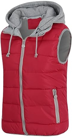 YYNUDA Women's Winter Quilted Gilet Sleeveless Vest Winter Warm Jacket With Hood Outdoor Waistcoats