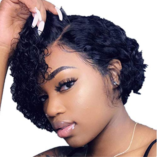 Mgsiko Water Wave Lace Frontal Wigs Lace Closure Echthaar Lockige Perücken für Damen, Culry Human Hair Wig mit Perückenkappe Brasilianische Nass und wellig Jungfrau Echthaar Perücken 30cm
