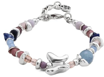 Uno de 50 | Armband aus Sterlingsilber | Mehrfarbige, handgefertigte Kristalle | Schmetterling im Zentrum | Handgefertigter Schmuck | Handgefertigt in Spanien