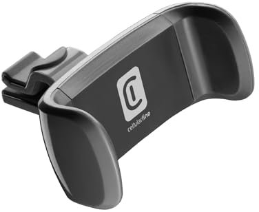 Cellularline - Spin AIR - Support pour Smartphone dans la Voiture - Compatible avec Les bouches d'aération Standard - Rotation à 360° - Accès aux Boutons, connecteurs et écran du téléphone - Noir
