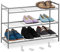 Relaxdays Metall Schuhregal, 3 Ebenen, erweiterbar, Flur Schuhgestell HBT 50 x 70 x 26 cm, 9 Paar Schuhe, offen, silber