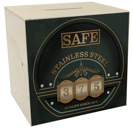 Retro Safe Spardose aus Holz in Tresor Optik witzige Spardose aus Holz für Kinder um ihnen beizubringen wie Man mit Geld umgeht Geschenk für Jungen