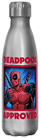 Marvel Deadpool Approved 17 oz Stainless Steel Water Bottle, 17 Ounce, Multicolored