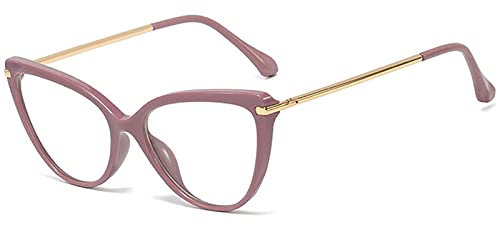 JYCCH 0.5-3.5 Blaulichtblockierende Katzenaugen-Lesebrille für Damen, Anti-Augenbelastungs-Federscharnier-Computerleser (Pink 0.5)