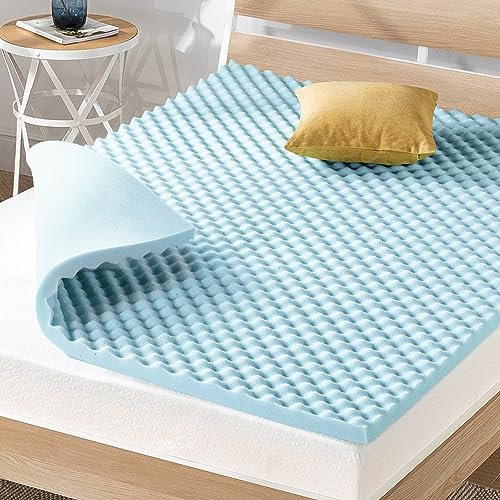 Best Price Mattress 2 Inch Egg Crate Memory Foam, Cooling Gel Infusion, Full Mattress Topper, Blue (ECMF-GM2F)