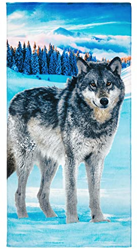 Gray Wolf Strandtuch, 76,2 x 152,4 cm, 100 % Baumwolle (76,2 x 152,4 cm, einsamer Wolf)