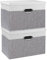 Yawinhe Collapsible Storage Box 2 Pack, Fabric Clothing Shelf Basket with Lid, for Organizing Home, 38x25x25cm, White/Grey, SNK023WGL-2