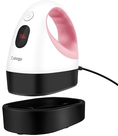 Calogy Mini Presse à Chaud, Machine Impression Textile Petit, Portable Mini Fer avec Affichage LED, 3 Niveaux Contrôle de la Température, Base Sécurité Isolée pour Tee Shirt, Casquett(Blanc Rose)