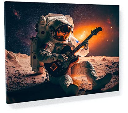 Sense Canvas Kunstdruck auf Leinwand, Motiv: Astronauten, spielt Gitarre, 5 Stück, Heimdekoration, Wandkunstdruck, Poster, Gemälde, klein, 40,6 x 30,5 cm