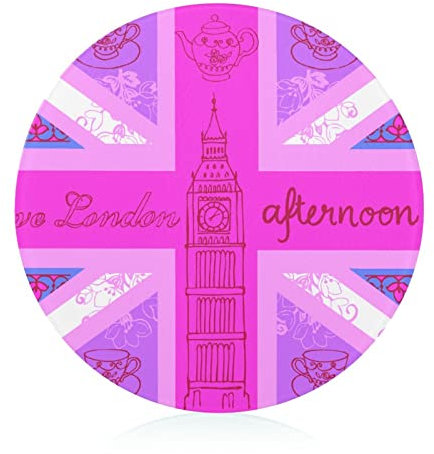 Union Jack Glass Cutting Board Scratch Resistant Round Chopping Board for Kitchen 20 cm