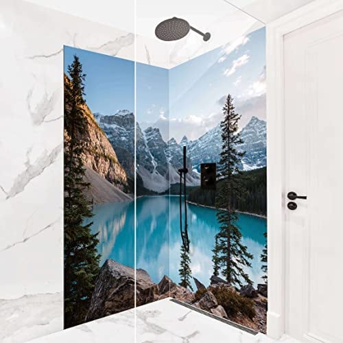 Bilderwelten Eck-Duschrückwand Aluverbundplatte 2x 200x90 cm Bergsee Bad-Rückwand Motiv fugenlose Wandverkleidung Dusche