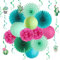 SUNBEAUTY Summer Party Decoration-Hanging Cactus Decoration,Green Paper Lanterns Fans,Hot Pink Pom Poms for Hawaiian Luau, Tropical Party, Succulent Home Decor, Birthday Celebration, Room Accessories