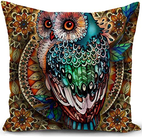 Kissenbezug eulen Kissen deko Geschenke für sofakissen senfgelb kissenbezüge dekokissen couchkissen kissenhülle Sofa Schlafzimmer Wohnzimmer Zimmer zierkissen 45x45 cm