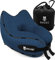 SNUGL Travel Pillow – Memory Foam Neck Pillow for Travel – Support Cushion for Airplane with Carry Bag & Clip - Holiday Essentials (Navy - Adult Regular)