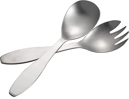 IMEEA Salatbesteck Edelstahl Salatgabel und Servierlöffel Servierlöffel Edelstahl 304 Salatbesteck Spiegelglänzend 24cm (Silber)
