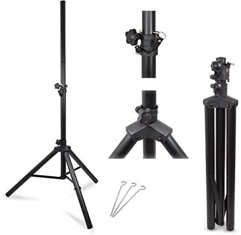 1,5m Dreibein Stativ Stahl für Sat Anlage mit 3x Zeltheringe SAT Tripod Ständer Satelliten Schüssel Antennenstativ für Camping, Balkon, Garten, Terrasse, Wohnmobil (Stahl)