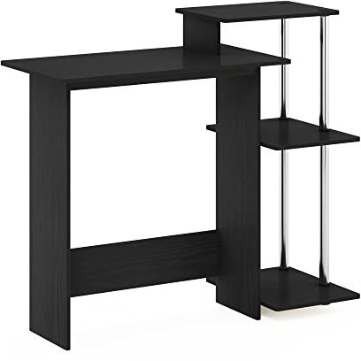 Furinno Efficient Home Laptop Notebook Computer Desk, Study Desk, Writing Desk, Americano/Stainless Steel