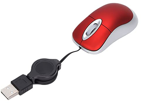 VBESTLIFE Kabelgebundene USB-Computermaus, 1600 DPI, 3-Wege-Raddesign, Ergonomische Mäuse, Heim- und Büromaus für Laptop, PC, Desktop, Notebook, Rot