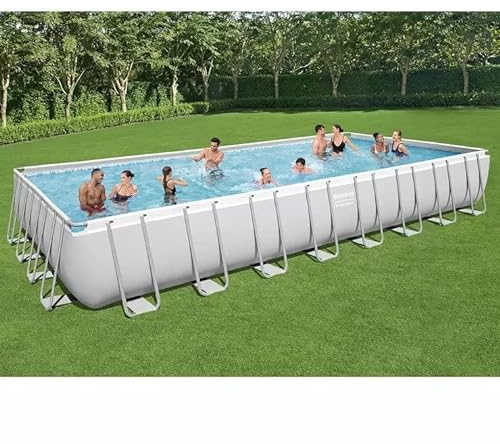 Bestway Pool - Piscina rettangolare in acciaio con pompa filtrante a sabbia, scala e copertura, 9,4 x 4,9 m