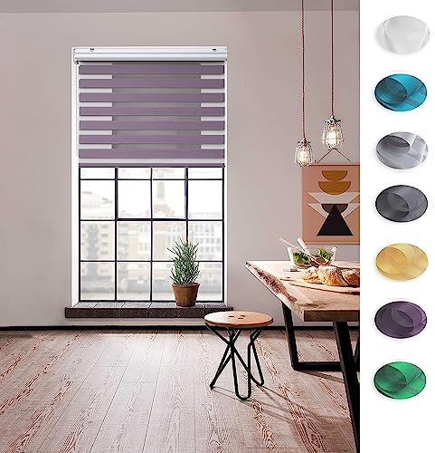 Lamellenvorhang 115 x 340 cm Sichtschutz, Lichtschutz, Blendschutz Lamellen Rollo Inkl. Aller Montage-Teile für Fenster und Türen, Küche, Lila