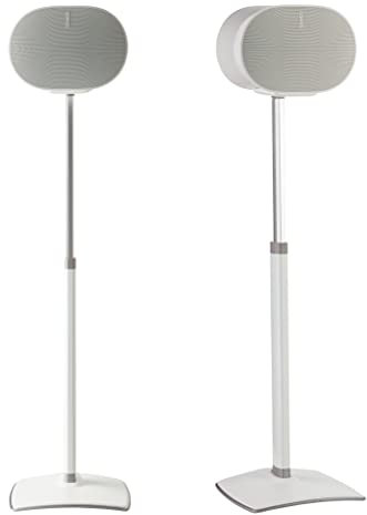 Sanus Height Adjustable Speaker Stands for Sonos Era 300™ - 17 Height Adjustment Sonos Stand Includes Carpet Spikes & Rubber Pads - Easy DIY Install Comes w/All Hardware - White Pair