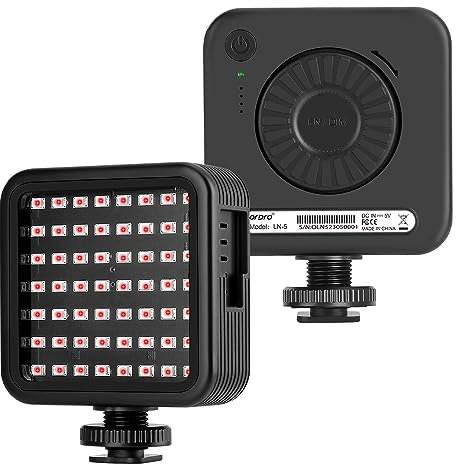ORDRO LN-5 Mini IR Night Vision Light, Infrared Camera Light with 2200mAh Battery, Photography Light for Video Camera Camcorder with 3 Cold Shoe Mount for Vlog Video Recording YouTube