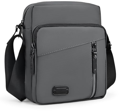 Lanvixo Umhängetasche Schultertasche Herren Herrentasche Messenger Bag mit Multi Tasche Wasserdichte Handytasche Shulder Bag für Tägliches Leben, Business Arbeit, Reise, Grau