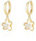 SLUYNZ Sterling Silver Flower Hoop Earrings Huggie for Women CZ White Flower Hoop Earrings Dangle (B-Gold)