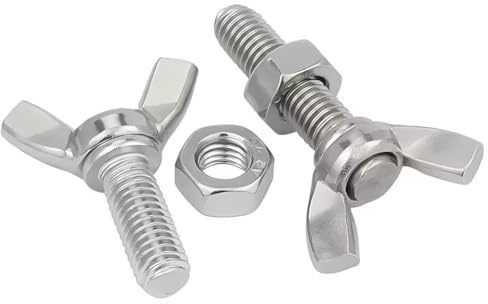 SYDARSYN M6x50mm Vis Papillon Boulons à Ailettes en Acier Inoxydable Vis à Oreilles à Main avec Écrous Hexagonaux (5 pcs)