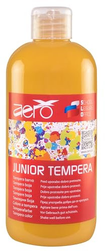 AERO Tempera monochrome, jaune ocre, 0,5L, non toxique, brillant et intense, hautement pigmenté, pouvant être peint à l’eau, adapté à de nombreuses techniques de peinture