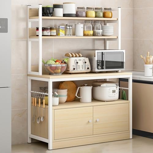 Scaffale da Cucina Salvaspazio, Scaffale da Cucina con Scomparti Aperti, Mensole Sospese, Supporto per Microonde, Organizer per Stazione Bar, per Soggiorno, Cucina, Camera da Letto
