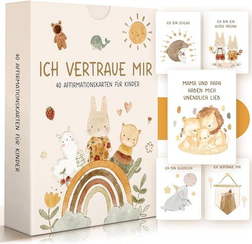 Marvelights 40 Affirmationskarten für Kinde für Kinder – Positive Affirmationen für Vorschulkinder – Emotionale Entwicklung & Selbstvertrauen stärken – Geschenk für Kindergarten, Schulstart & Alltag