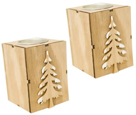 LABRIMP 2St Weihnachtskerzenhalter Herzstück Teelichthalter aus Holz Kandelaber weihnachtliche Tischdekoration Kerzenhalter Holz Weihnachten Leuchter schmücken Bambus