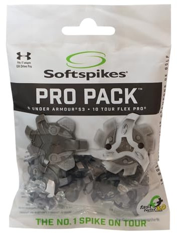 SoftSpikes Under Armour S3/Tour Flex Pro Pack - 18 Unidades, Plateado/Blanco