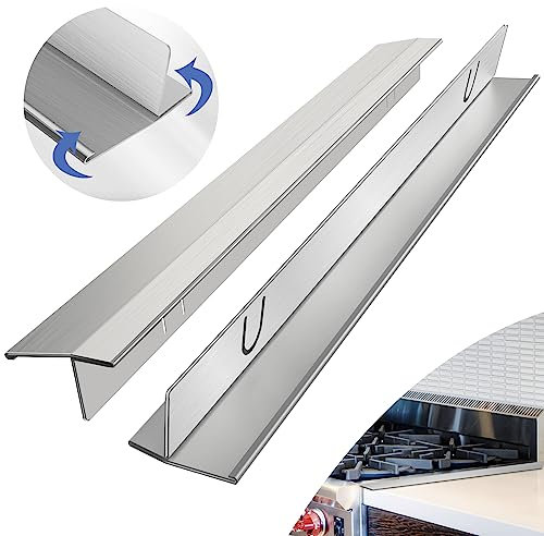 Lot de 2 couvre-joints en acier inoxydable pour cuisinière - 35 à 70 cm - Réglables - Résistants à la chaleur - Non coupants - Faciles à nettoyer - Convient pour une surface uniforme - Argenté