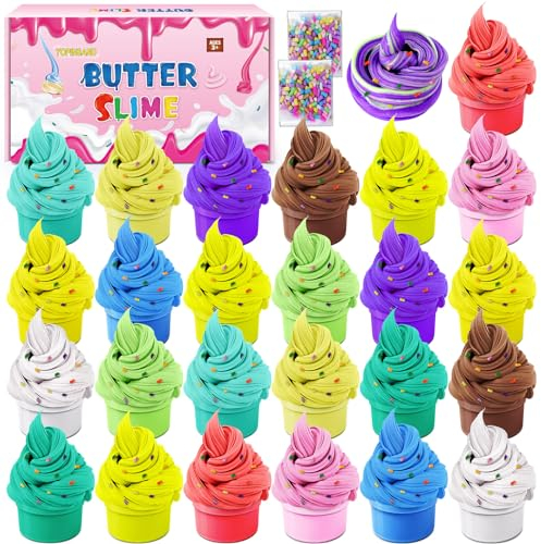 25 Pack Butter Slime Kit per bambini, giocattoli per bambini e bambine, profumati giocattoli slime fai da te per le feste, morbidi e non appiccicosi