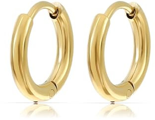 Made by Nami Kleine Creolen Damen Ohrringe Gold aus Edelstahl Wasserfester Schmuck Geschenk Mama (8 mm, Gold)