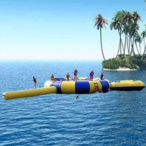 PLJKIHED Wassertrampolin, Seewassertrampolin, Wassertrampolin mit Rutsche, aufblasbares Wassertrampolin mit Rutsche und Düse für Seen und Karneval – schwimmender PVC-Spaß, 5 m Stabilize