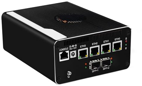 AIOPCWA Mini PC Router Micro Firewall Appliance, 10GbE SFP+, Pentium Gold 8505, OPNsense Hardware, 4 x i226V 2.5GbE LAN Ports, Console, Router OS DDR5 8GB RAM 512GB NVMe SSD