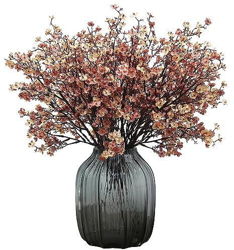 JAKY-Global Künstliche Blumen 12 Stück Getrocknete Unechte Seide Blumen Babysbreath Pflanze Dekoration für Hochzeit Sträuße Haus Garten Party Blumenschmuck (Herbstkaffee)