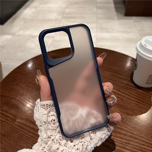 IMEIKONST Case for iPhone 15 Pro, Frosted Translucent Matte Back Design, Camera Protection Slim Thin Shockproof Anti-Scratch Anti-Yellowing Cover for iPhone 15 Pro. Blue DFM