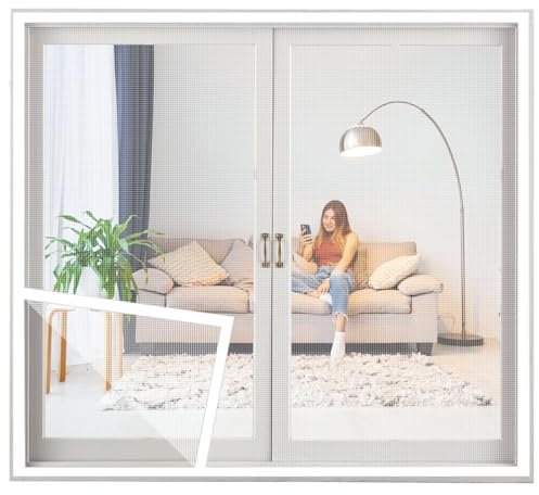 Fenêtre moustiquaire - Store enrouleur anti-insectes autocollant - Moustiquaire en fibre de verre 95x175cm Maille moustiquaire Blanc