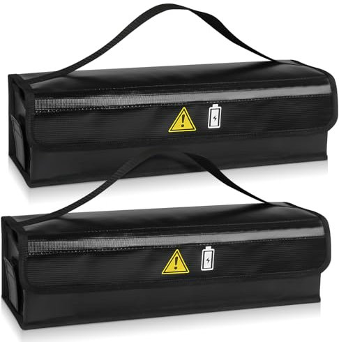 WIYETY Lot de 2 sacs de batterie Ebike ignifuges jusqu'à 1000 °C - Étanche et anti-explosion - Pour le stockage, le transport et la charge, beige, Fonctionnel