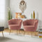 HULALA HOME Sessel aus Samt mit Dicker Rückenlehne moderner gemütlicher Loungesessel mit goldenen Beinen Lesesessel bequem für Wohnzimmer Schlafzimmer 2er Set, Rosa