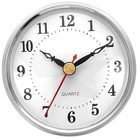 PATIKIL 80mm Quarz Uhrwerk Wanduhr, Stille Arabische Ziffern Kaminuhren, Ersatz für Tischuhr, Stehuhr, Standuhr (Silberfarben/Weiß Stil 14)