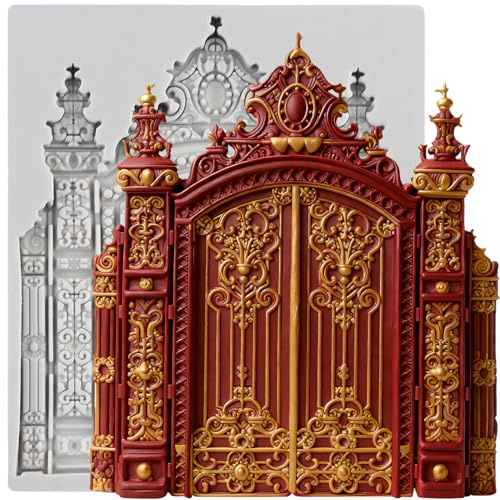 MINFEIDMS Castle Gate Silikonformen Schloss Fondant Form für Kuchen Dekorieren Cupcake Topper Schokolade Gummipaste Süßigkeiten Polymer Clay