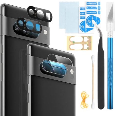 2PCS Camera Back Rear Lens Glass Replacement for Google Pixel 8 pro 5G Camera Glass Replacement with Camera Lens Frame and Repair Tools