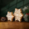 Marco Paul x2 Wooden Christmas Snowflake Ornaments Set Large Unique Free Standing Table Centrepiece Xmas Wooden Sign Christmas Home Decoration 13cm & 18cm Shabby Chic Vintage Natural White