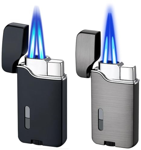2er-Pack, Feuerzeuge, Butan-Fackel, Jet-Flame-Feuerzeug, Nachfüllbare Feuerzeuge, Winddichtes Feuerzeug, Butan-Feuerzeug, Metallfeuerzeug, Taschenfeuerzeug